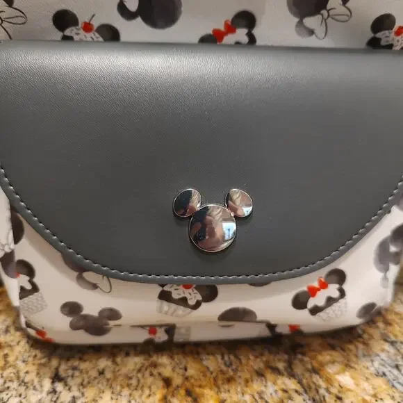 Loungefly Disney Mickey Minnie Mouse Cupcake Black & White Mini Backpack - Picture 5 of 13